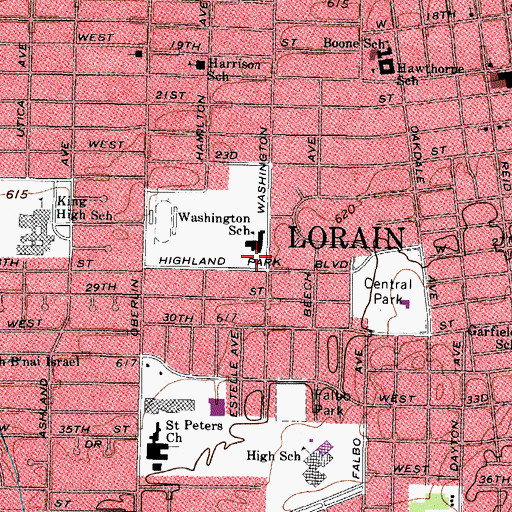 Topographic Map of Washington Elementary School, OH