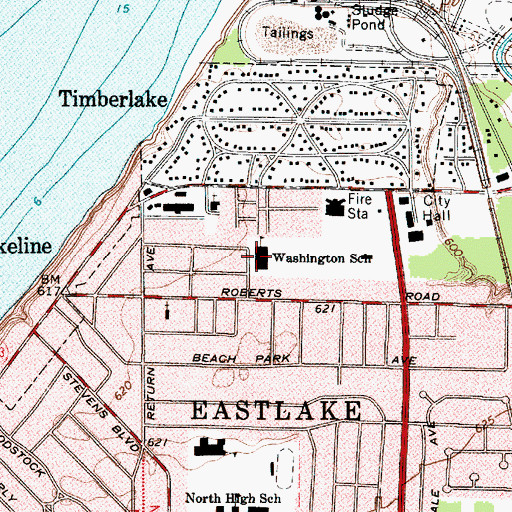 Topographic Map of George Washington Elementary School, OH