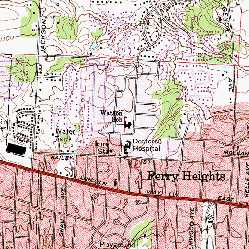 Topographic Map of Watson Elementary School, OH