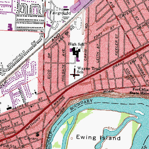 Topographic Map of Wayne Trail Elementary School, OH