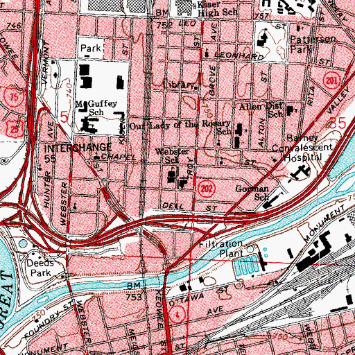Topographic Map of Webster Elementary Structured Traditional School, OH