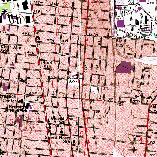 Topographic Map of Weinland Park Elementary School, OH