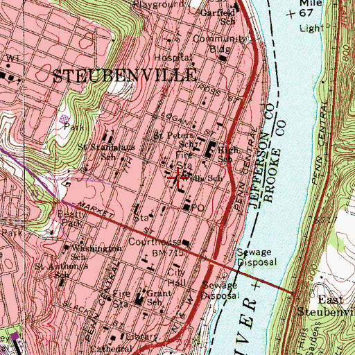 Topographic Map of Wells Elementary School, OH