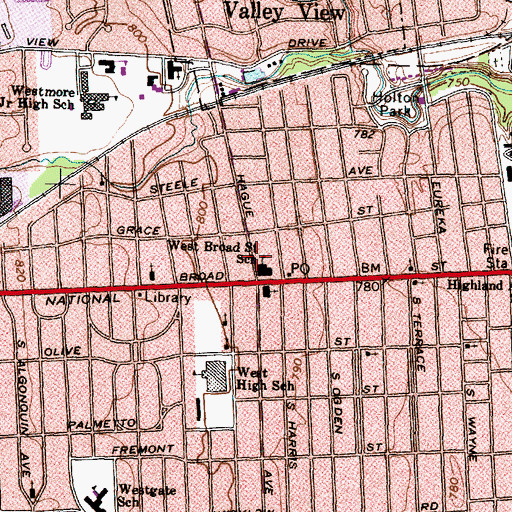 Topographic Map of West Broad Street Elementary School, OH