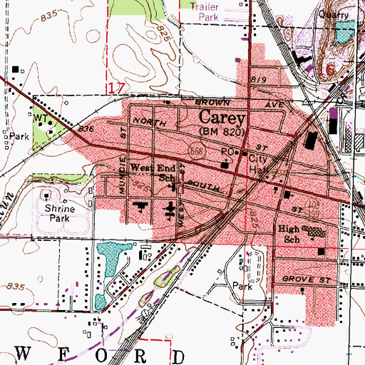 Topographic Map of West End Elementary School, OH