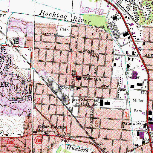 Topographic Map of West Elementary School, OH