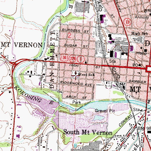 Topographic Map of West Elementary School, OH