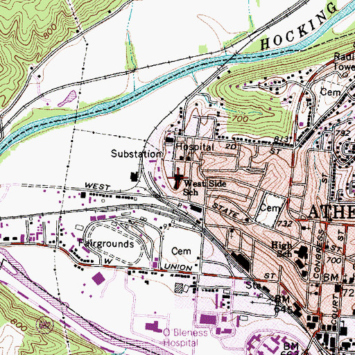 Topographic Map of West Side Elementary School, OH