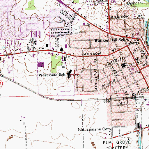 Topographic Map of West Elementary School, OH