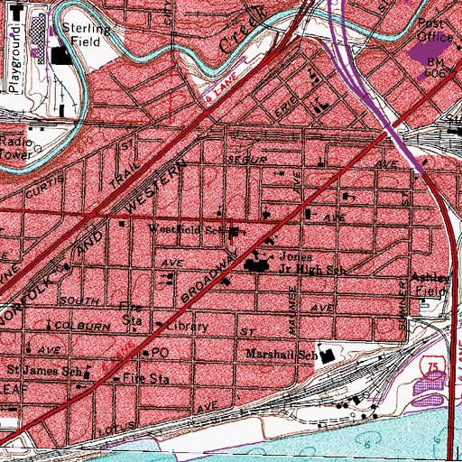 Topographic Map of Westfield Elementary School, OH