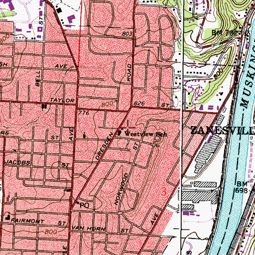 Topographic Map of Westview Elementary School, OH