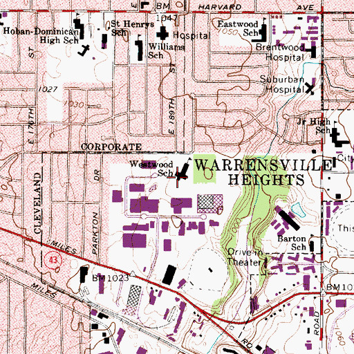 Topographic Map of Westwood Elementary School, OH