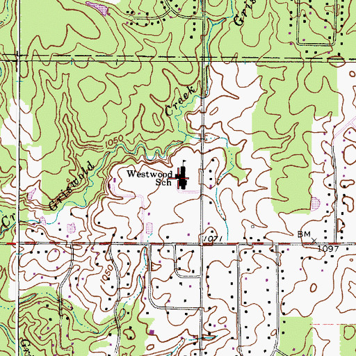 Topographic Map of Westwood Elementary School, OH