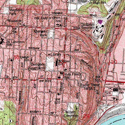 Topographic Map of Whittier Elementary School (historical), OH