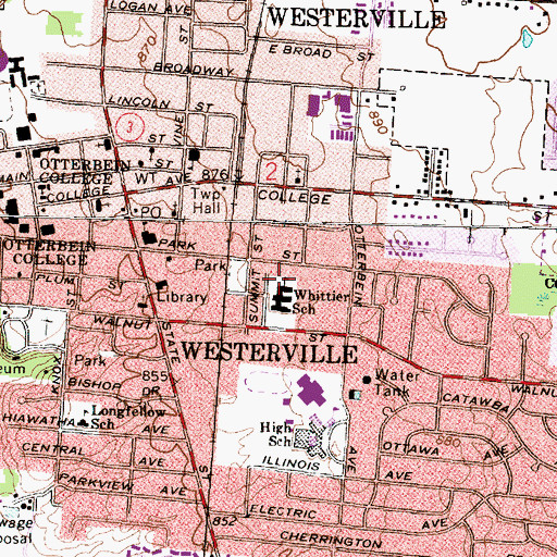 Topographic Map of Whittier Elementary School, OH