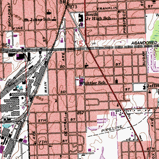 Topographic Map of Whittier Elementary School, OH