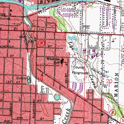 Topographic Map of Whittier Elementary School, OH