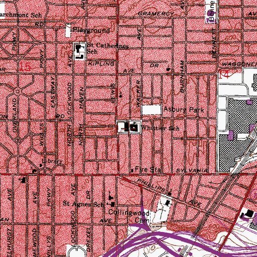 Topographic Map of Whittier Elementary School, OH