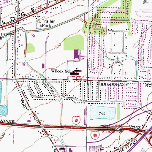 Topographic Map of Wilcox Elementary School, OH
