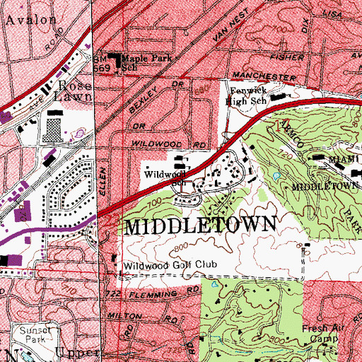 Topographic Map of Wildwood Elementary School, OH