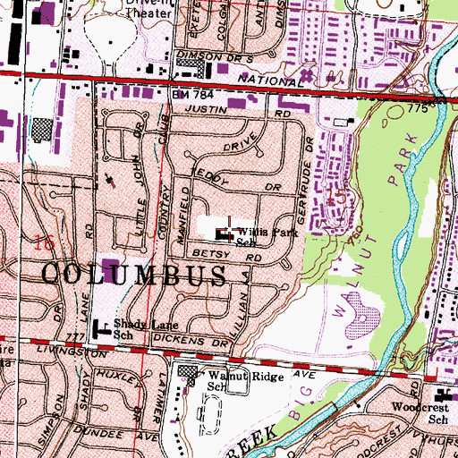 Topographic Map of Sherwood Middle School, OH
