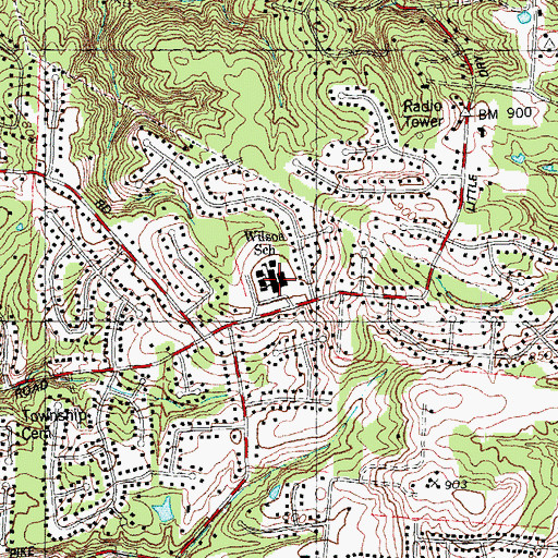 Topographic Map of Wilson Elementary School, OH