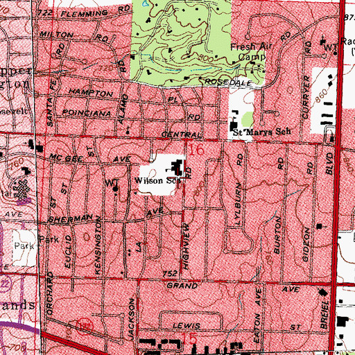 Topographic Map of Wilson Elementary School, OH
