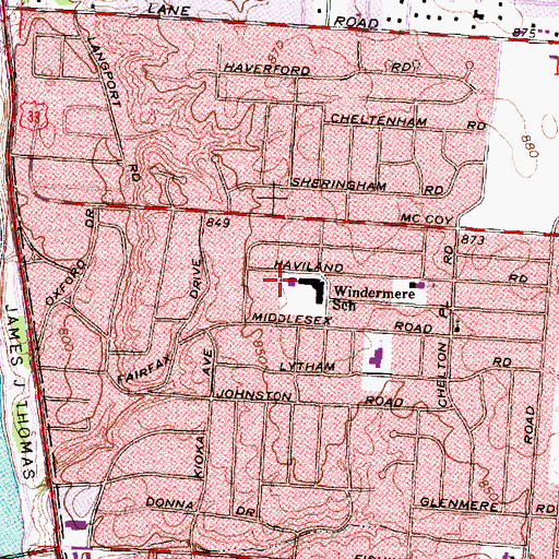 Topographic Map of Windermere Elementary School, OH