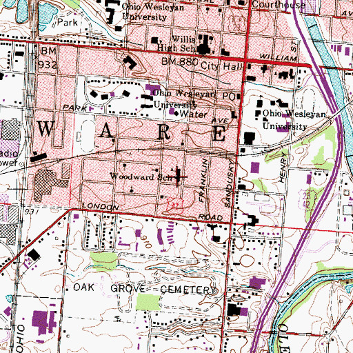 Topographic Map of Laura Woodward Elementary School, OH