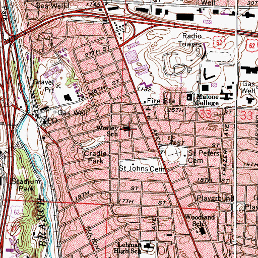 Topographic Map of Worley Elementary School, OH