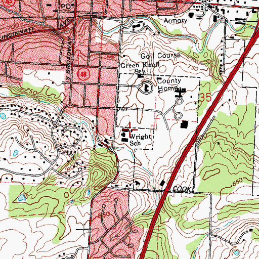 Topographic Map of Louisa Wright Elementary School, OH