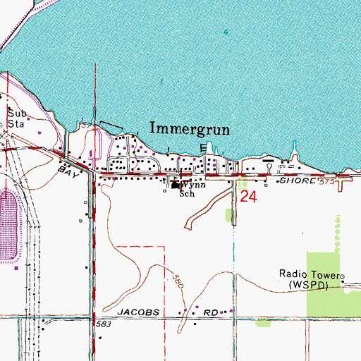 Topographic Map of Wynn Center, OH