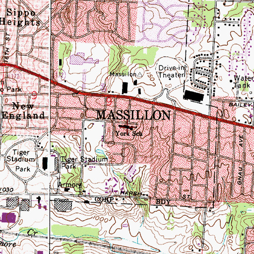 Topographic Map of L E York Elementary School, OH