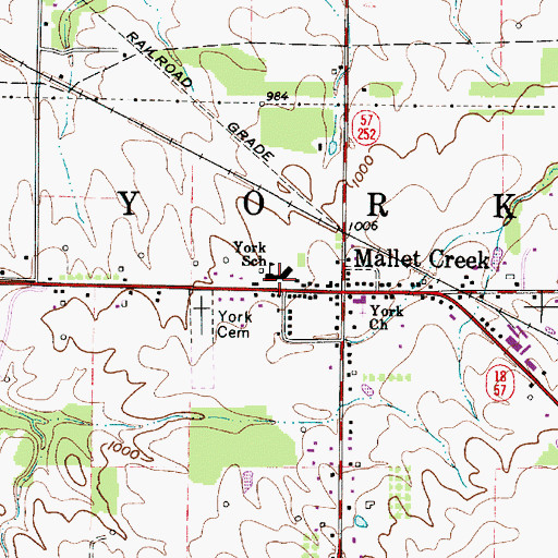 Topographic Map of York Elementary School (historical), OH