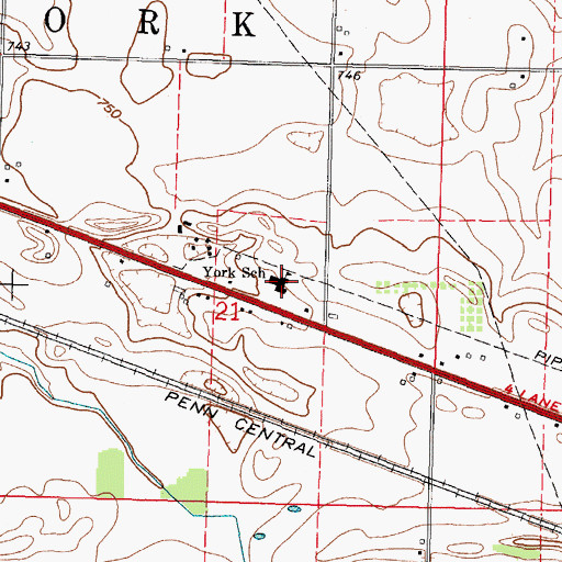 Topographic Map of York Elementary School, OH
