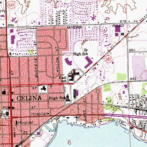 Topographic Map of East Elementary School, OH