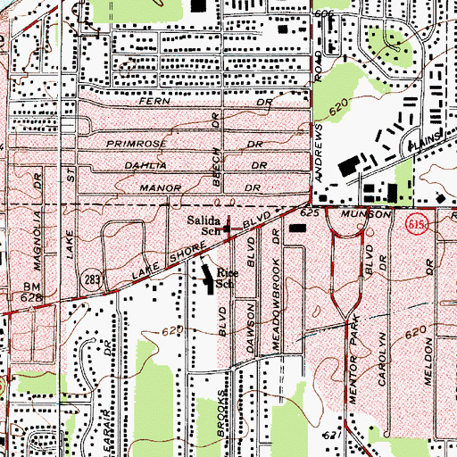 Topographic Map of Salida Elementary School, OH