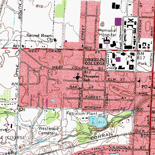 Topographic Map of Prospect Elementary School, OH