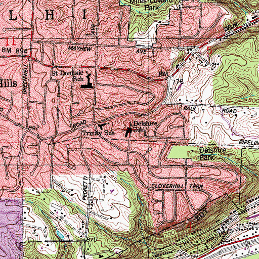 Topographic Map of Delshire Elementary School, OH