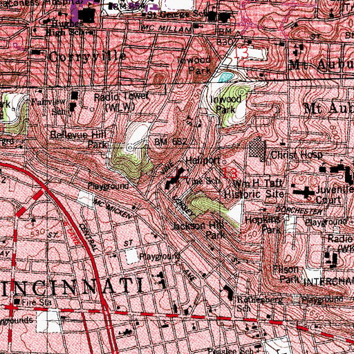 Topographic Map of Vine Elementary School, OH