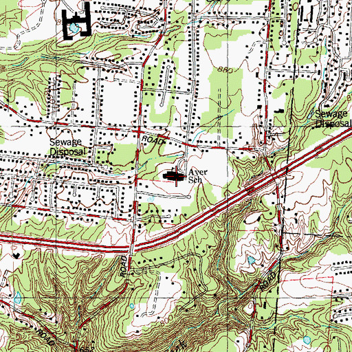 Topographic Map of Ayer Elementary School, OH