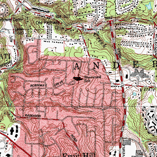 Topographic Map of Sherwood Elementary School, OH