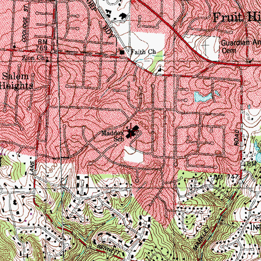 Topographic Map of Maddux Elementary School, OH
