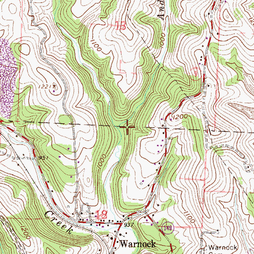 Topographic Map of Anderson Run, OH