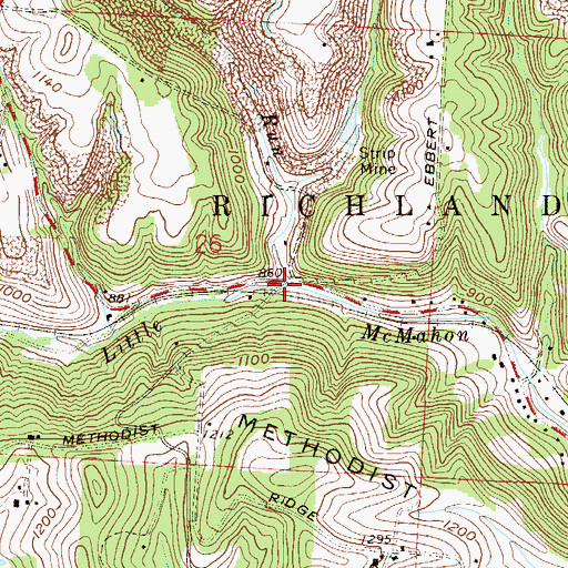 Topographic Map of Aults Run, OH