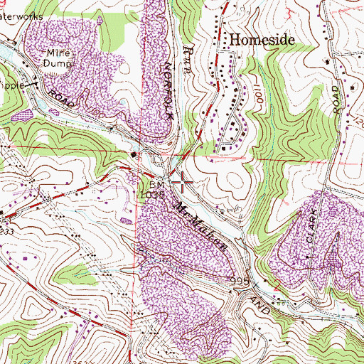Topographic Map of Chambers Run, OH