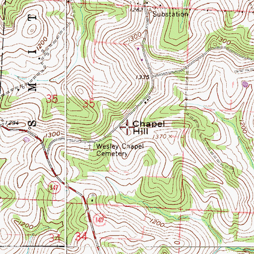 Topographic Map of Chapel Hill, OH