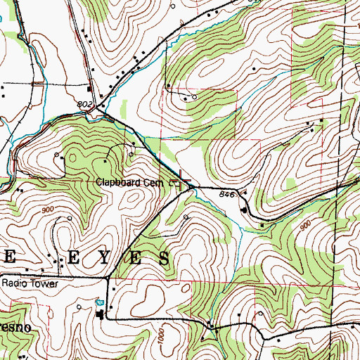Topographic Map of Clapboard Cemetery, OH