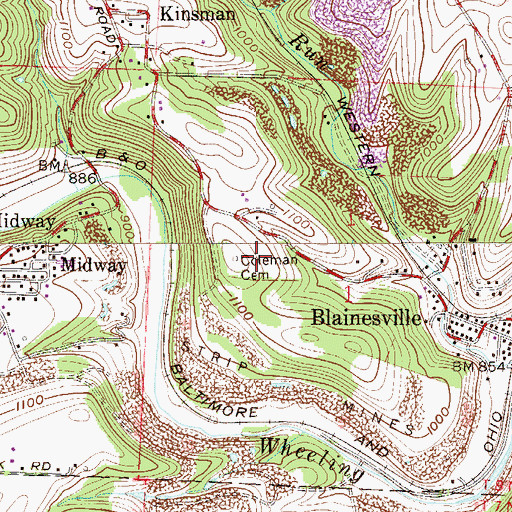 Topographic Map of Coleman Cemetery, OH