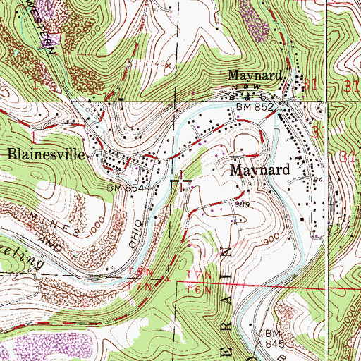 Topographic Map of Cox Run, OH